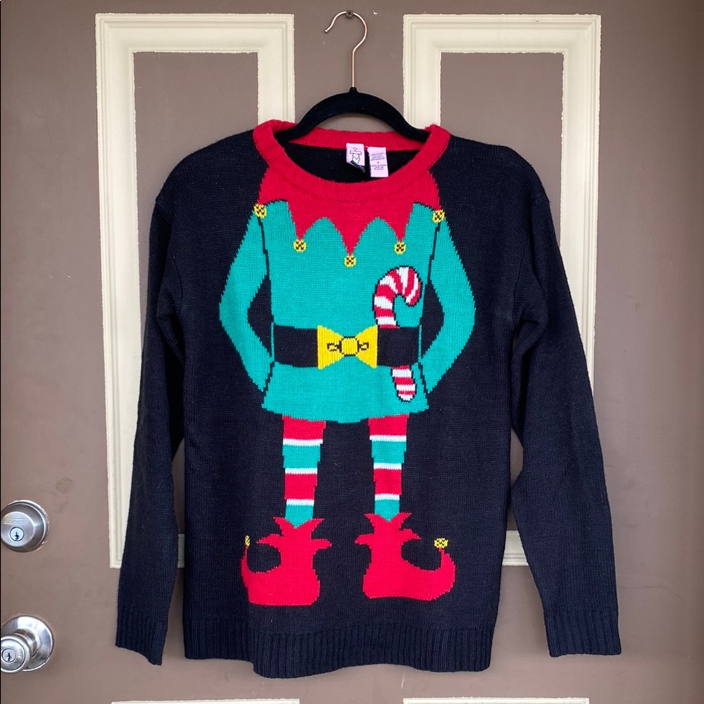 Festive Elf Sweater - Black and Red